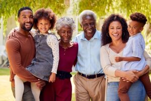 Family smiling for a photo